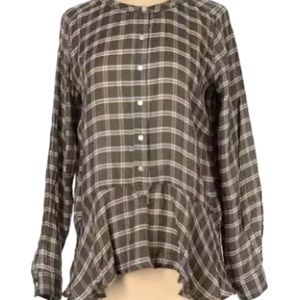 Olive green button up blouse
